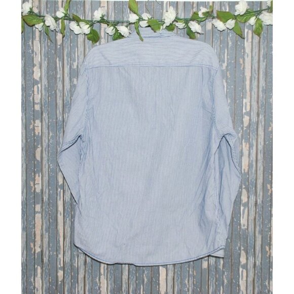 Tranquility Mayhem Men's Western Shirt Size XL Blue & White Striped Button Up - Picture 4 of 7